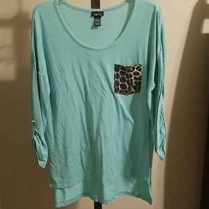 Green top with Leopard pocket